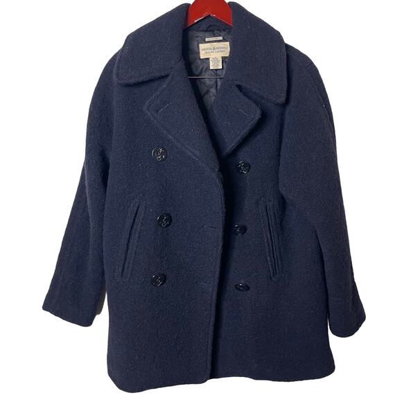 Denim & Suppy Ralph Lauren Navy Blue Boiled Woolpea coat sz M